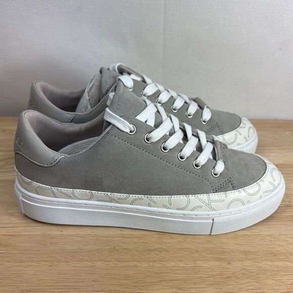 Calvin Klein Ava Logo Lace-Up Platform Sneakers- Light Gray- Size 7.5 M - Picture 1 of 8